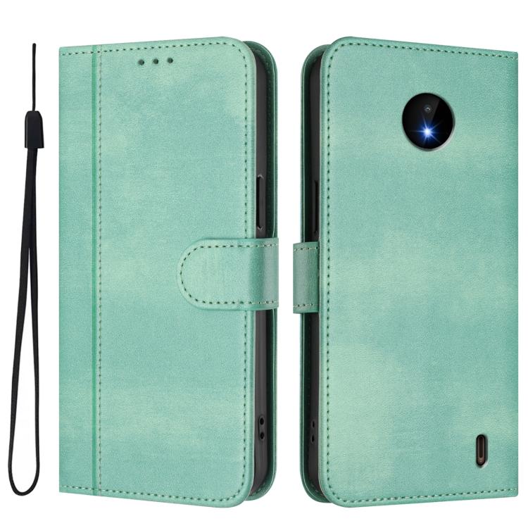 For Nokia C10 / C20 Line Splicing Buckle Retro Leather Phone Case