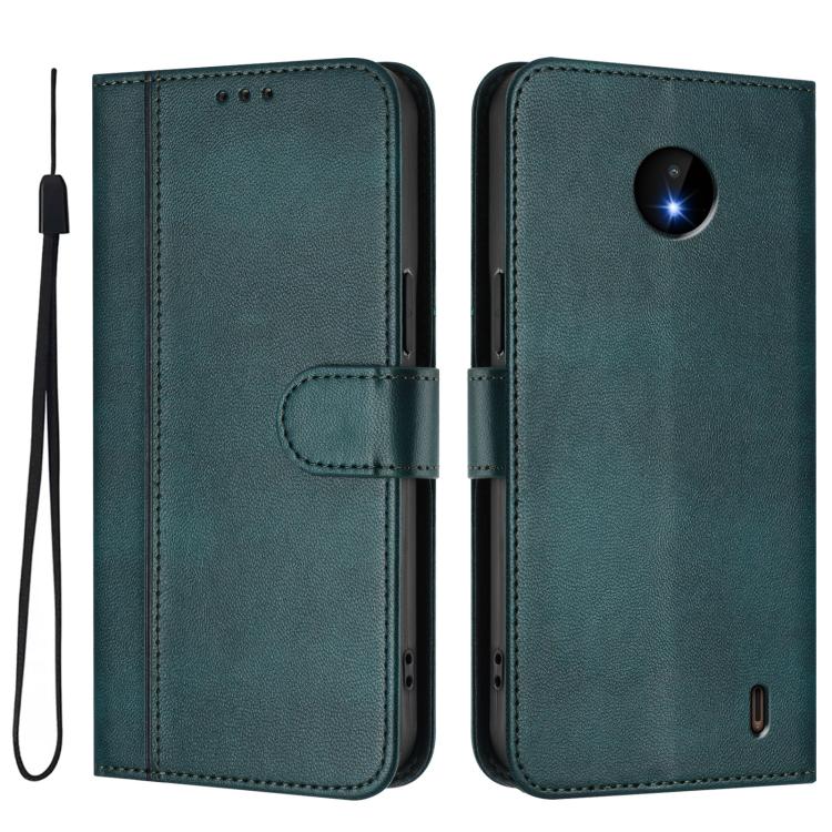 For Nokia C10 / C20 Line Splicing Buckle Retro Leather Phone Case