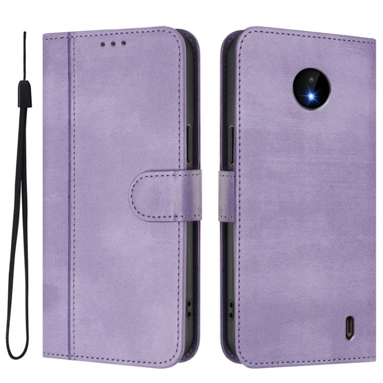 For Nokia C10 / C20 Line Splicing Buckle Retro Leather Phone Case