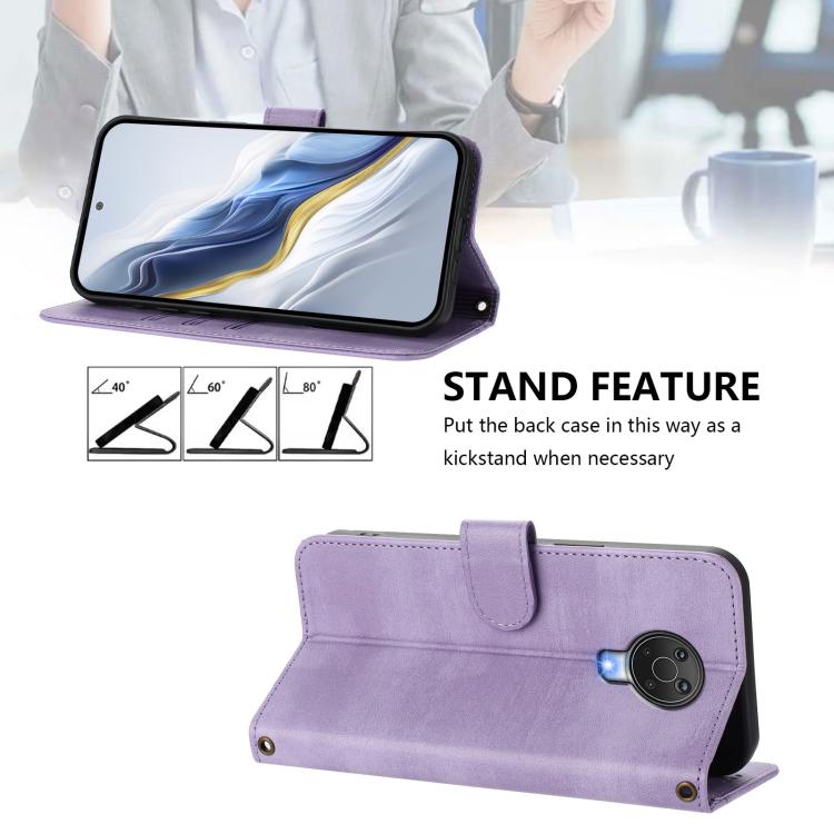 For Nokia 6.3 / G20 / G10 Line Splicing Buckle Retro Leather Phone Case