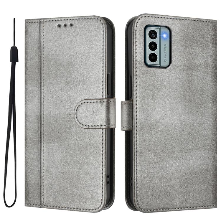 For Nokia G22 Line Splicing Buckle Retro Leather Phone Case