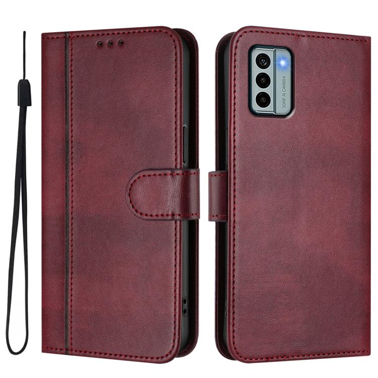 For Nokia G22 Line Splicing Buckle Retro Leather Phone Case