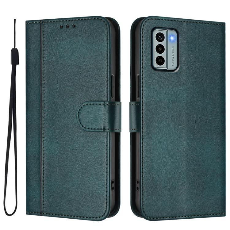 For Nokia G22 Line Splicing Buckle Retro Leather Phone Case