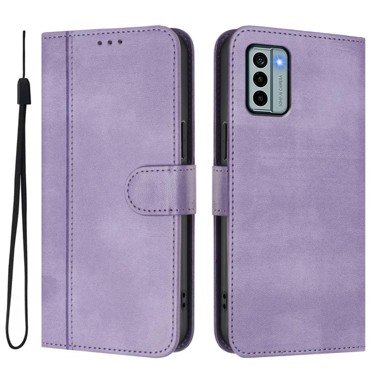 For Nokia G22 Line Splicing Buckle Retro Leather Phone Case