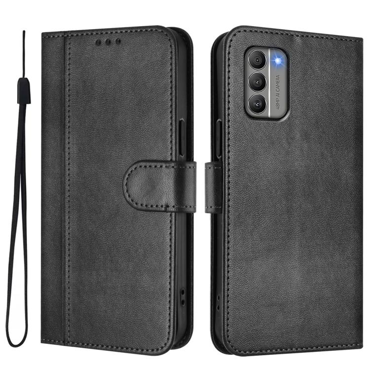 For Nokia G400 Line Splicing Buckle Retro Leather Phone Case