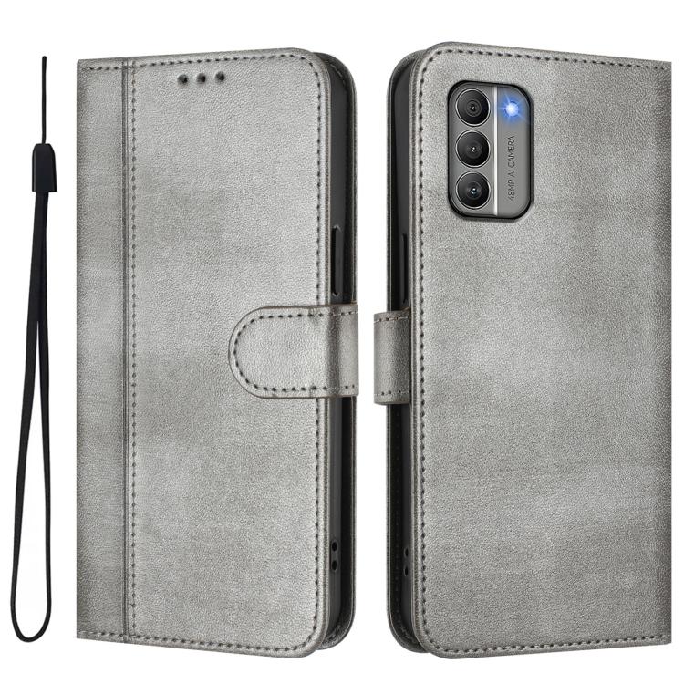 For Nokia G400 Line Splicing Buckle Retro Leather Phone Case