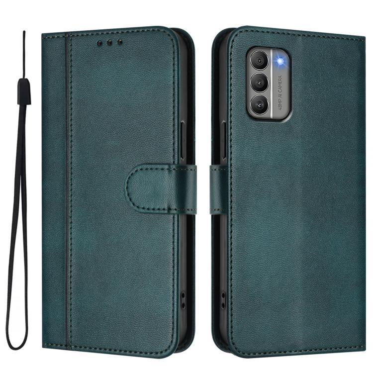 For Nokia G400 Line Splicing Buckle Retro Leather Phone Case