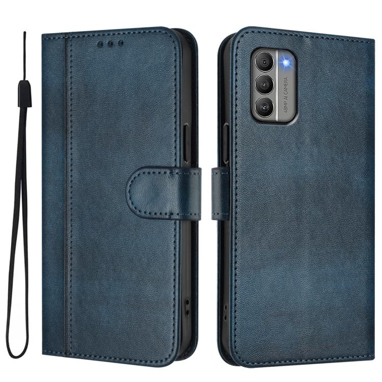 For Nokia G400 Line Splicing Buckle Retro Leather Phone Case