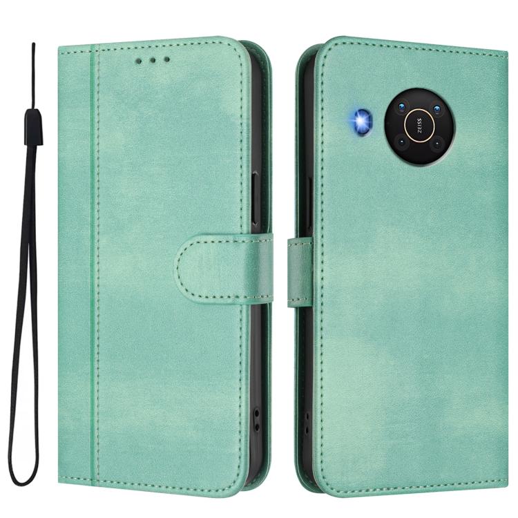 For Nokia X20 / X10 Line Splicing Buckle Retro Leather Phone Case