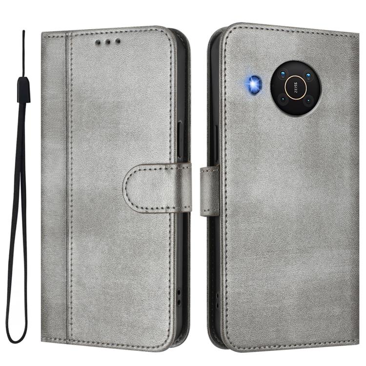 For Nokia X20 / X10 Line Splicing Buckle Retro Leather Phone Case