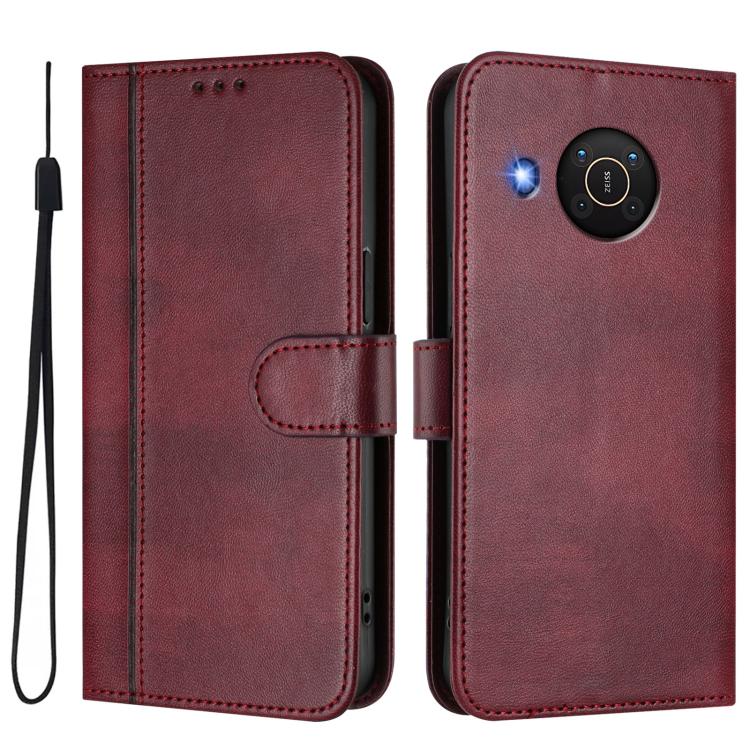 For Nokia X20 / X10 Line Splicing Buckle Retro Leather Phone Case