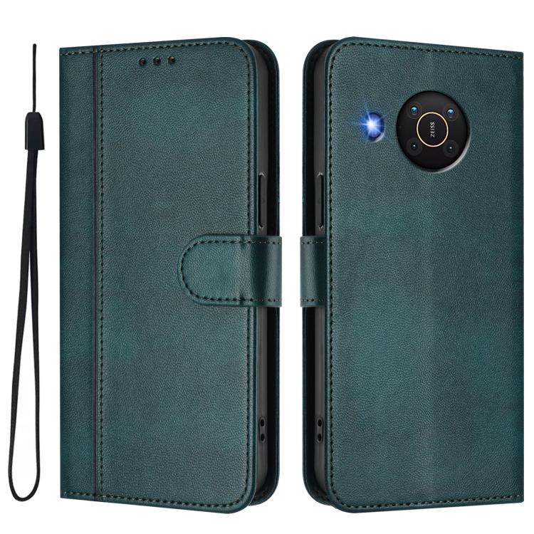 For Nokia X20 / X10 Line Splicing Buckle Retro Leather Phone Case