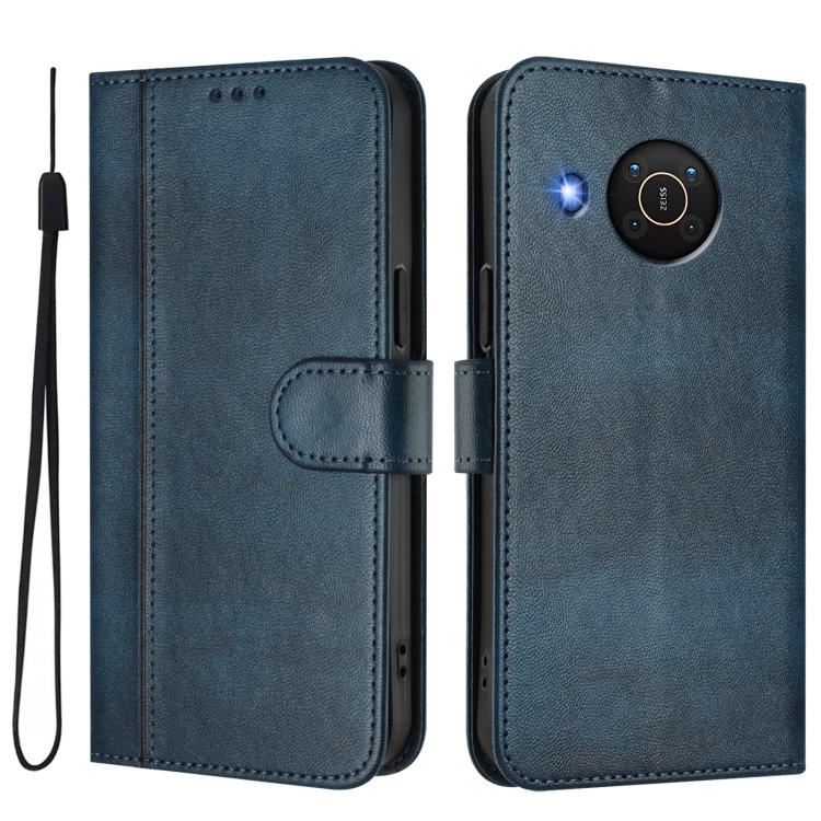 For Nokia X20 / X10 Line Splicing Buckle Retro Leather Phone Case