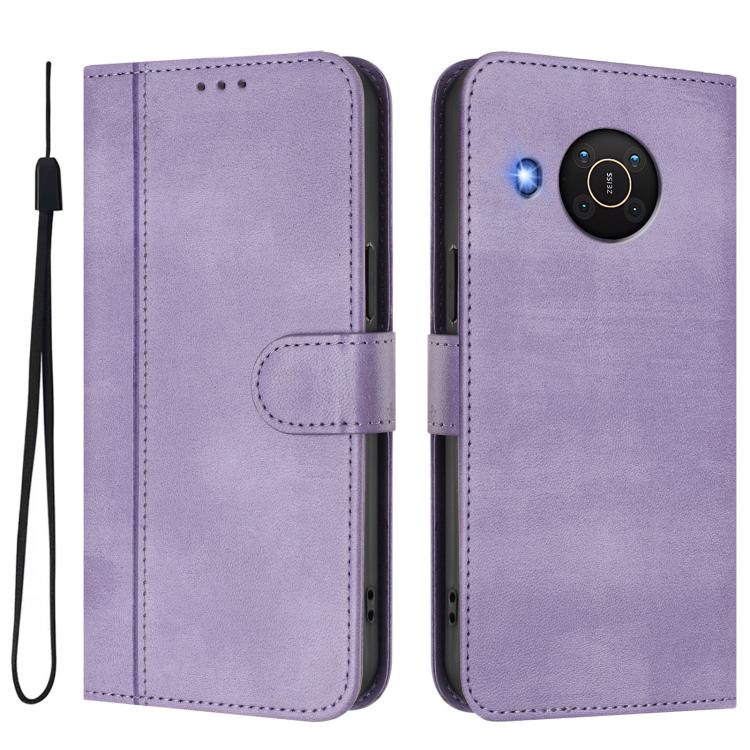 For Nokia X20 / X10 Line Splicing Buckle Retro Leather Phone Case