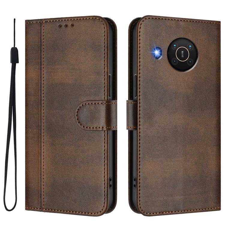 For Nokia X20 / X10 Line Splicing Buckle Retro Leather Phone Case