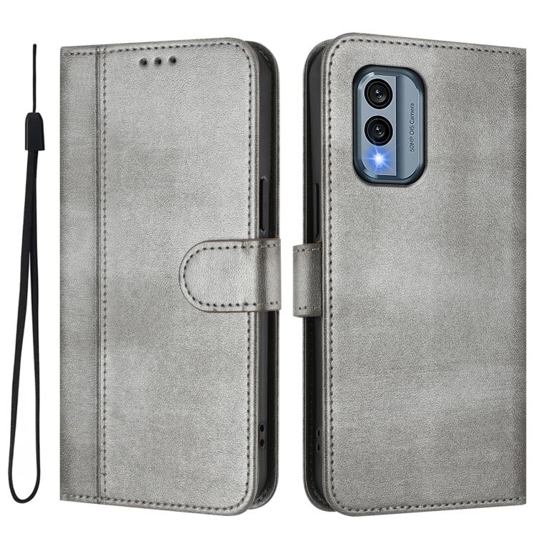 For Nokia X30 5G Line Splicing Buckle Retro Leather Phone Case