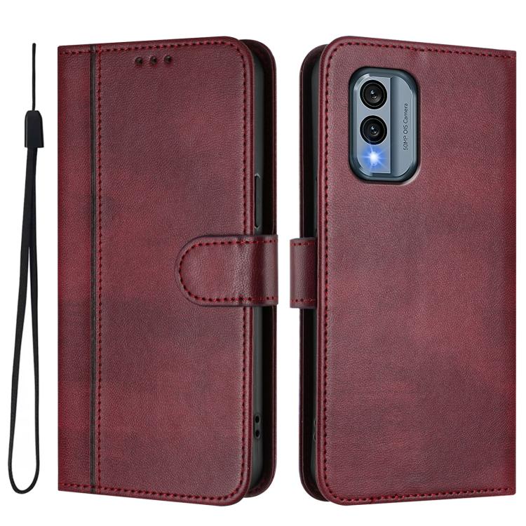For Nokia X30 5G Line Splicing Buckle Retro Leather Phone Case