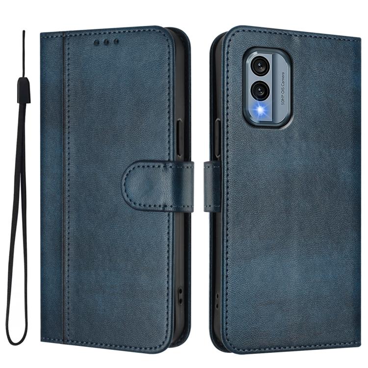 For Nokia X30 5G Line Splicing Buckle Retro Leather Phone Case