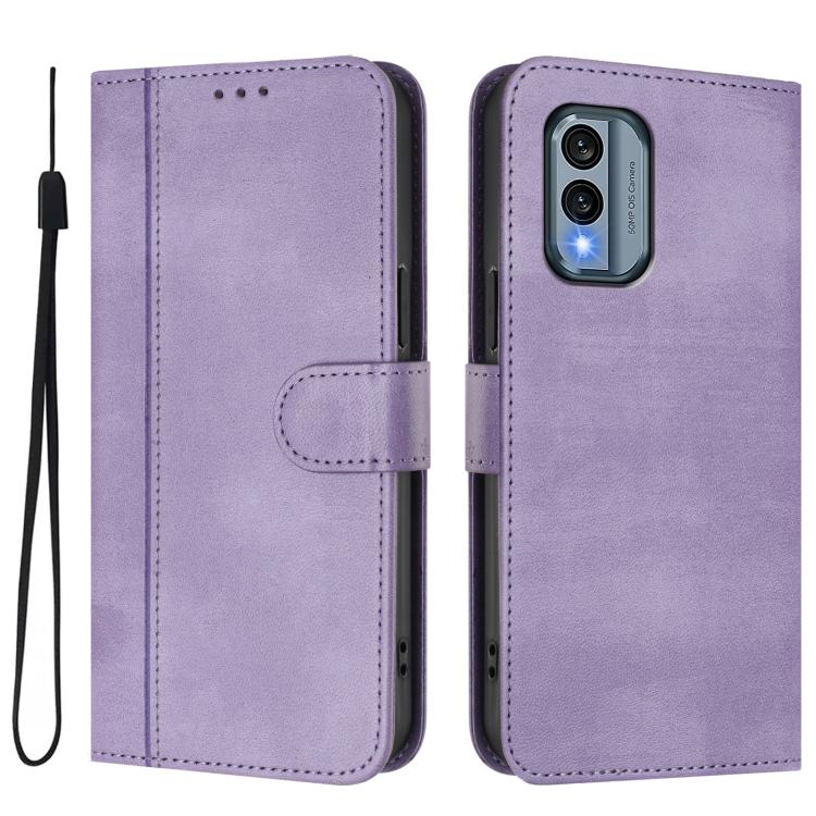 For Nokia X30 5G Line Splicing Buckle Retro Leather Phone Case