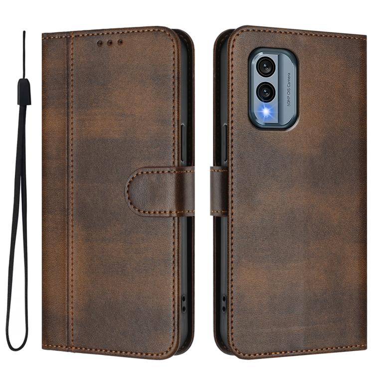 For Nokia X30 5G Line Splicing Buckle Retro Leather Phone Case