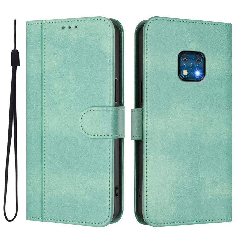 For Nokia XR20 Line Splicing Buckle Retro Leather Phone Case