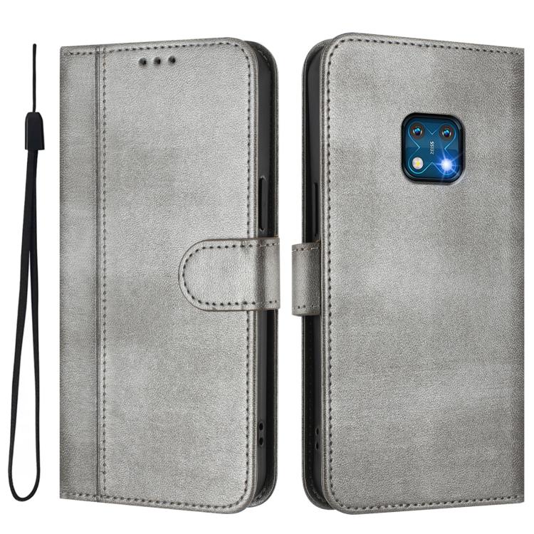 For Nokia XR20 Line Splicing Buckle Retro Leather Phone Case