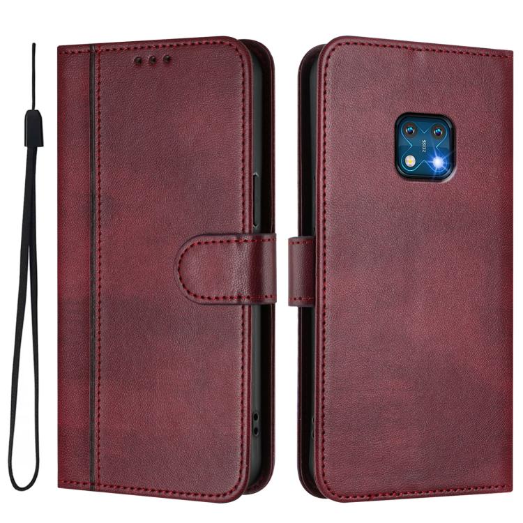 For Nokia XR20 Line Splicing Buckle Retro Leather Phone Case