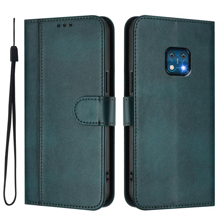 For Nokia XR20 Line Splicing Buckle Retro Leather Phone Case