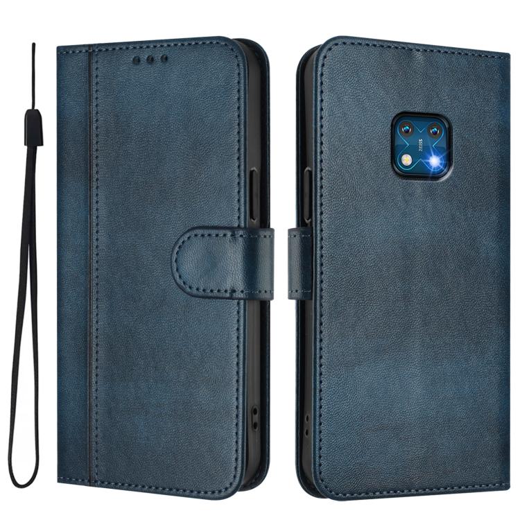 For Nokia XR20 Line Splicing Buckle Retro Leather Phone Case