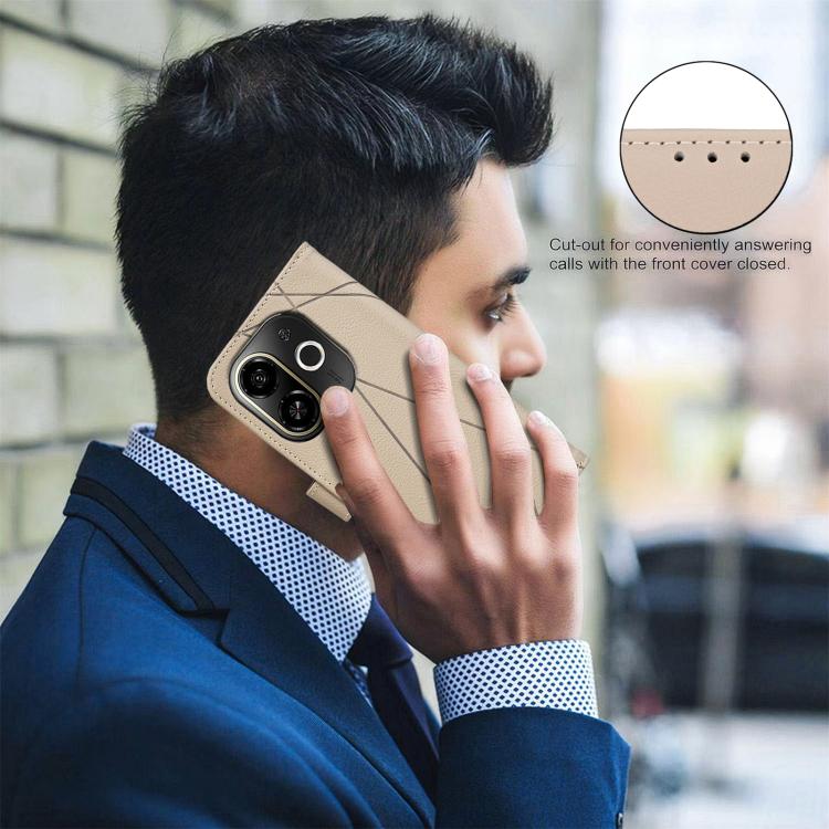For Tecno Pop 9 5G / Spark 30C 5G Geometric Pattern RFID Leather Phone Case