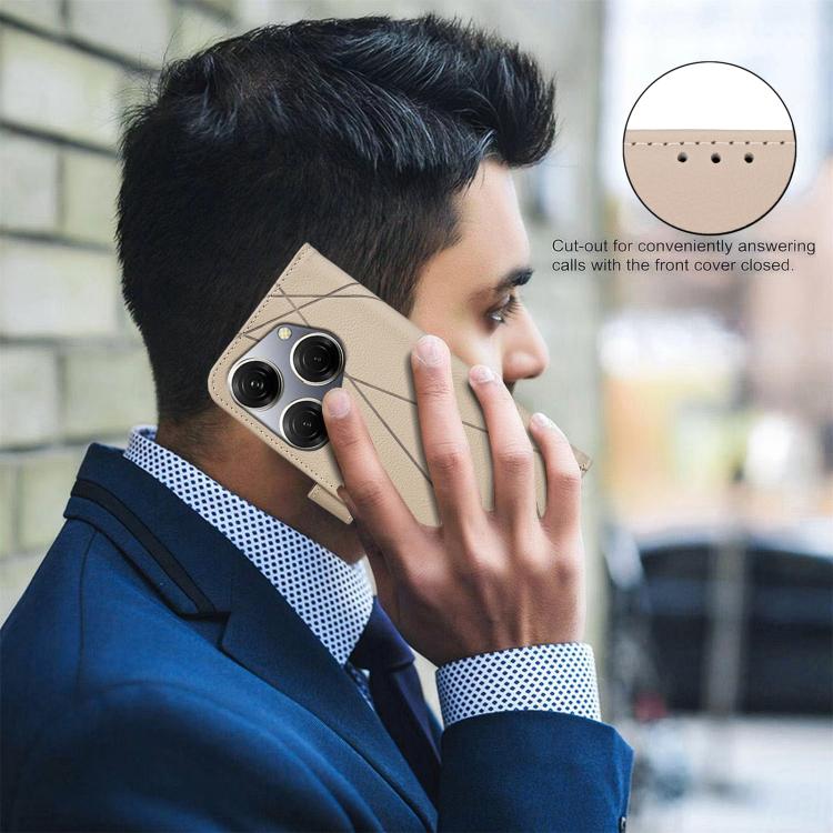 For Tecno Spark 20 Pro Geometric Pattern RFID Leather Phone Case
