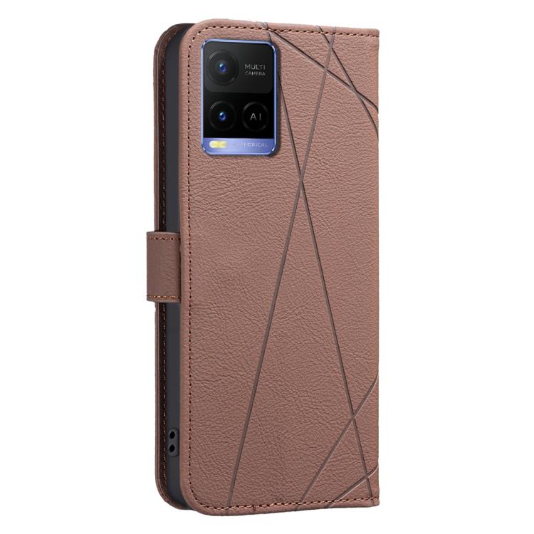 For vivo Y21 / Y21S / Y33S Geometric Pattern RFID Leather Phone Case