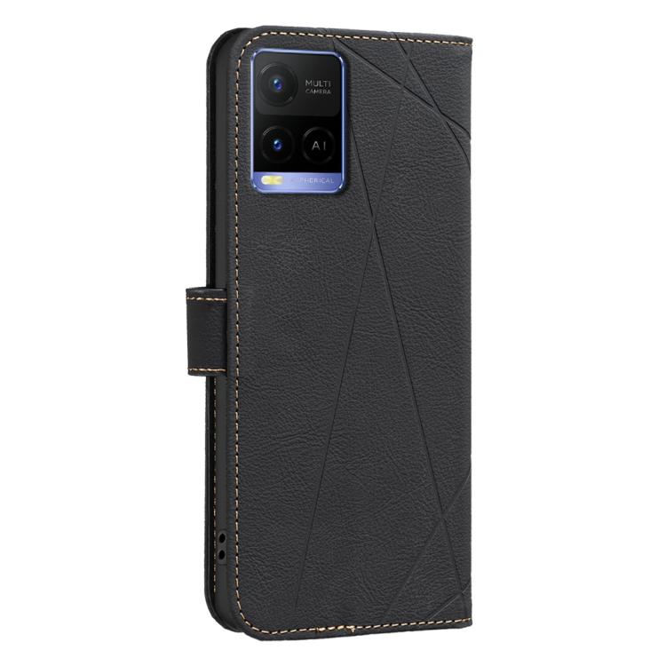 For vivo Y21 / Y21S / Y33S Geometric Pattern RFID Leather Phone Case