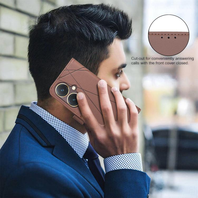 For vivo Y27 4G Geometric Pattern RFID Leather Phone Case
