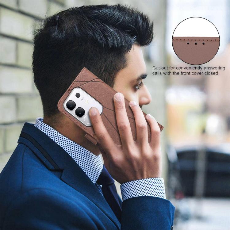 For vivo Y29 4G Geometric Pattern RFID Leather Phone Case