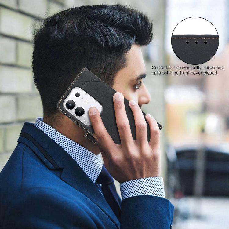 For vivo Y29 4G Geometric Pattern RFID Leather Phone Case
