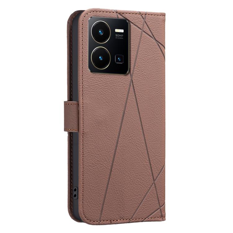 For vivo Y35 4G / Y22S Geometric Pattern RFID Leather Phone Case