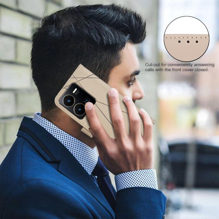 For vivo Y35 4G / Y22S Geometric Pattern RFID Leather Phone Case