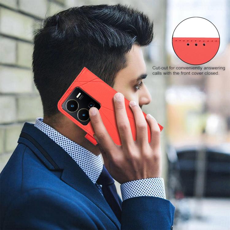 For vivo Y35 4G / Y22S Geometric Pattern RFID Leather Phone Case