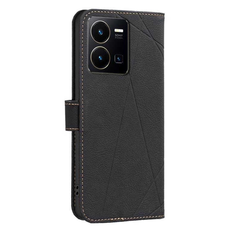 For vivo Y35 4G / Y22S Geometric Pattern RFID Leather Phone Case