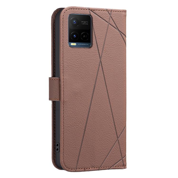 For vivo Y21 5G 2026 / Y05 4G Geometric Pattern RFID Leather Phone Case