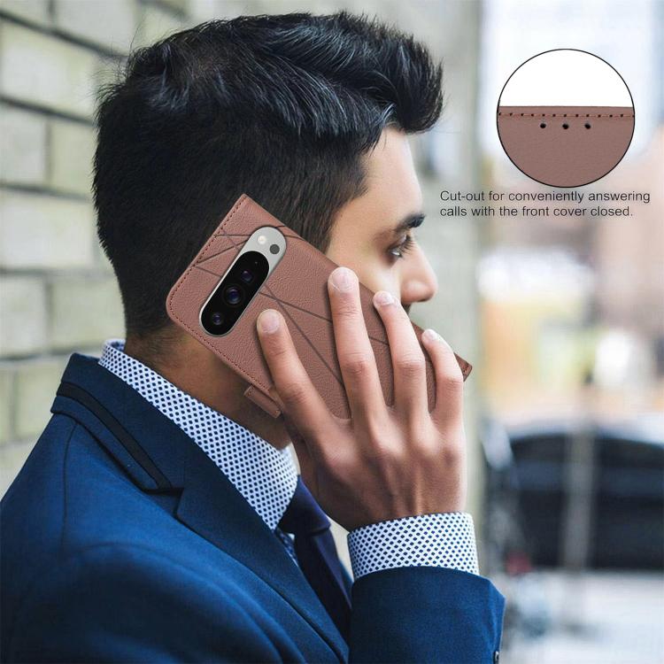 For Google Pixel 9 Pro XL Geometric Pattern RFID Leather Phone Case