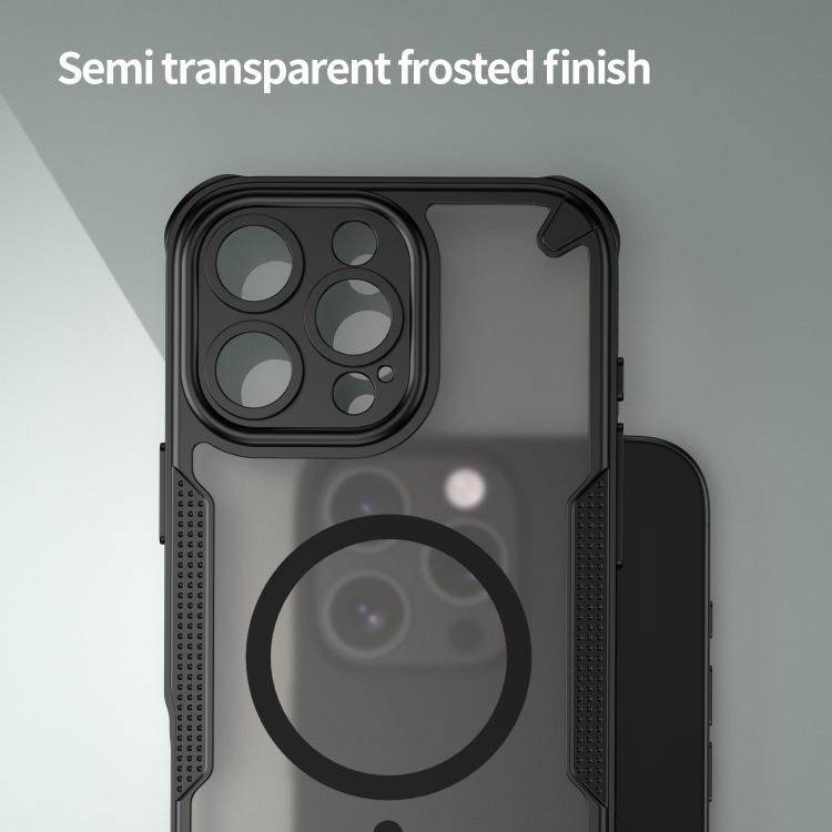 For iPhone 16 Pro Max Armor Glaze MagSafe Magnetic Phone Case - Black