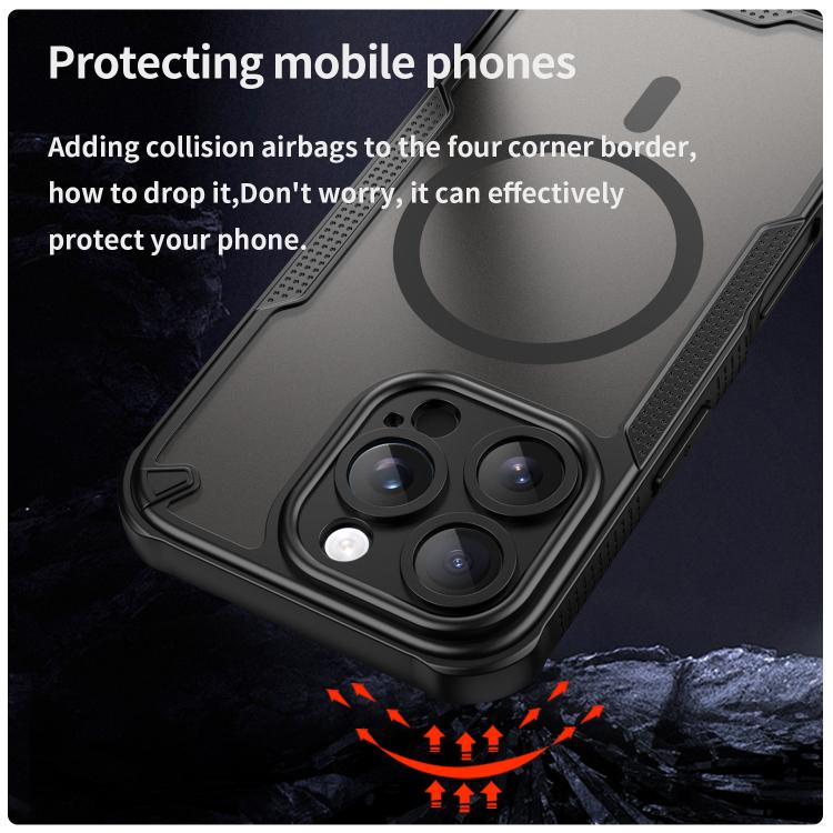 For iPhone 16 Pro Armor Glaze MagSafe Magnetic Phone Case - Black