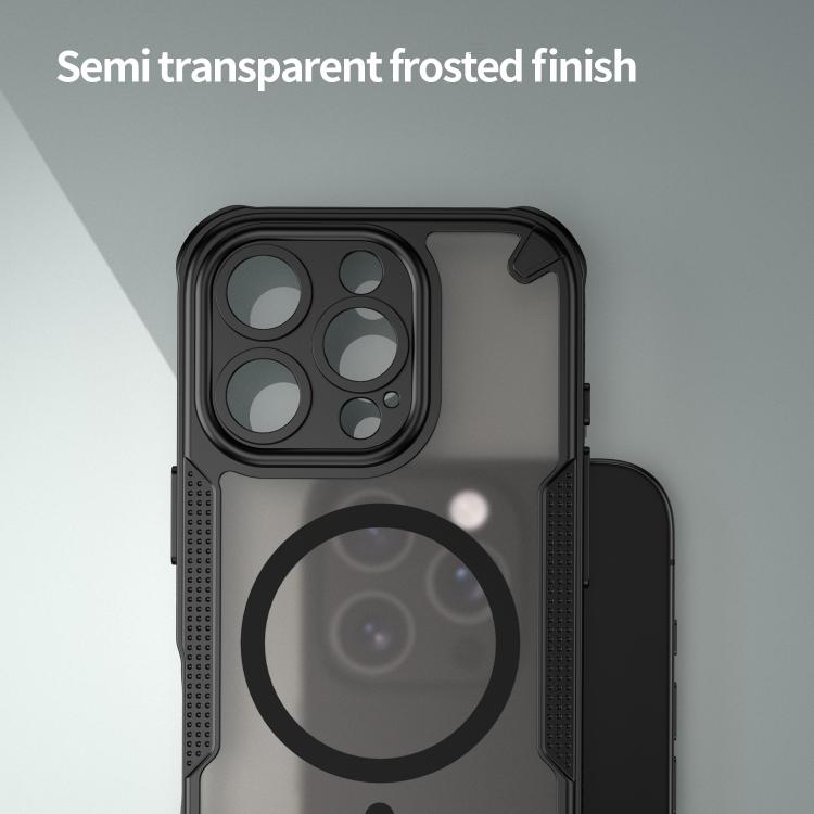 For iPhone 16 Pro Armor Glaze MagSafe Magnetic Phone Case - Black