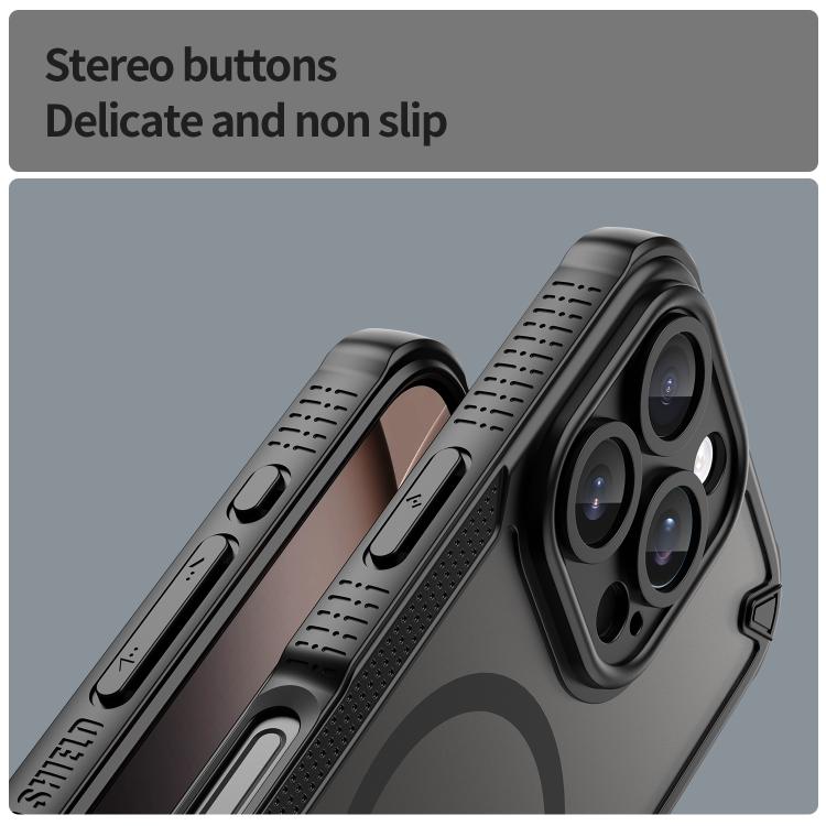For iPhone 16 Pro Armor Glaze MagSafe Magnetic Phone Case - Black