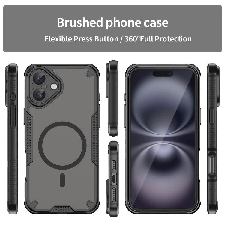 For iPhone 16 Armor Glaze MagSafe Magnetic Phone Case - Black