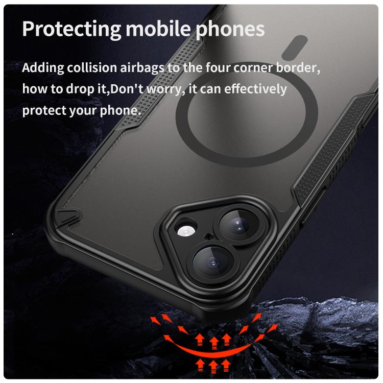 For iPhone 16 Armor Glaze MagSafe Magnetic Phone Case - Black