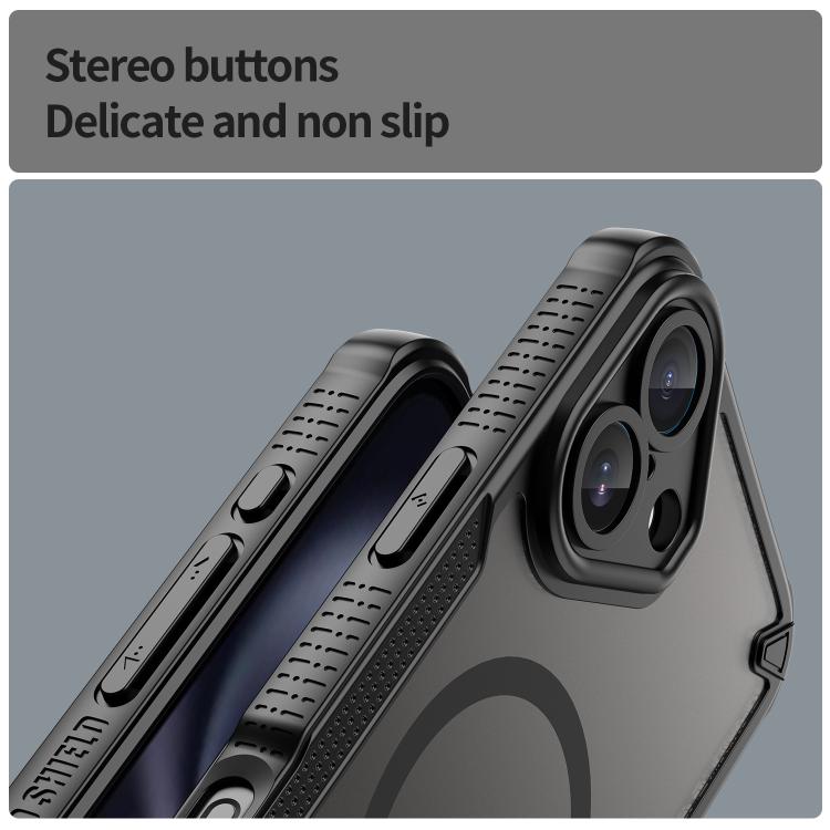 For iPhone 16 Armor Glaze MagSafe Magnetic Phone Case - Black