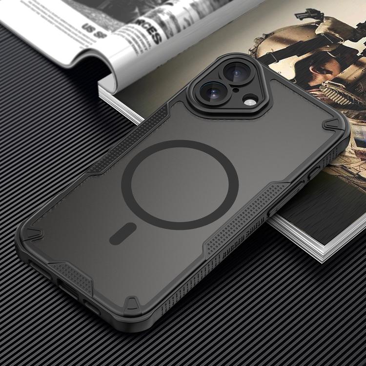 For iPhone 16 Armor Glaze MagSafe Magnetic Phone Case - Black
